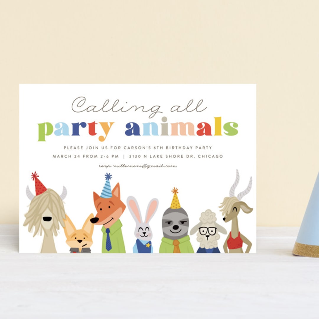 "Disney's Zootopia Friends" - Children's Birthday Party Invitations in Sugar by Jessie Steury - Front