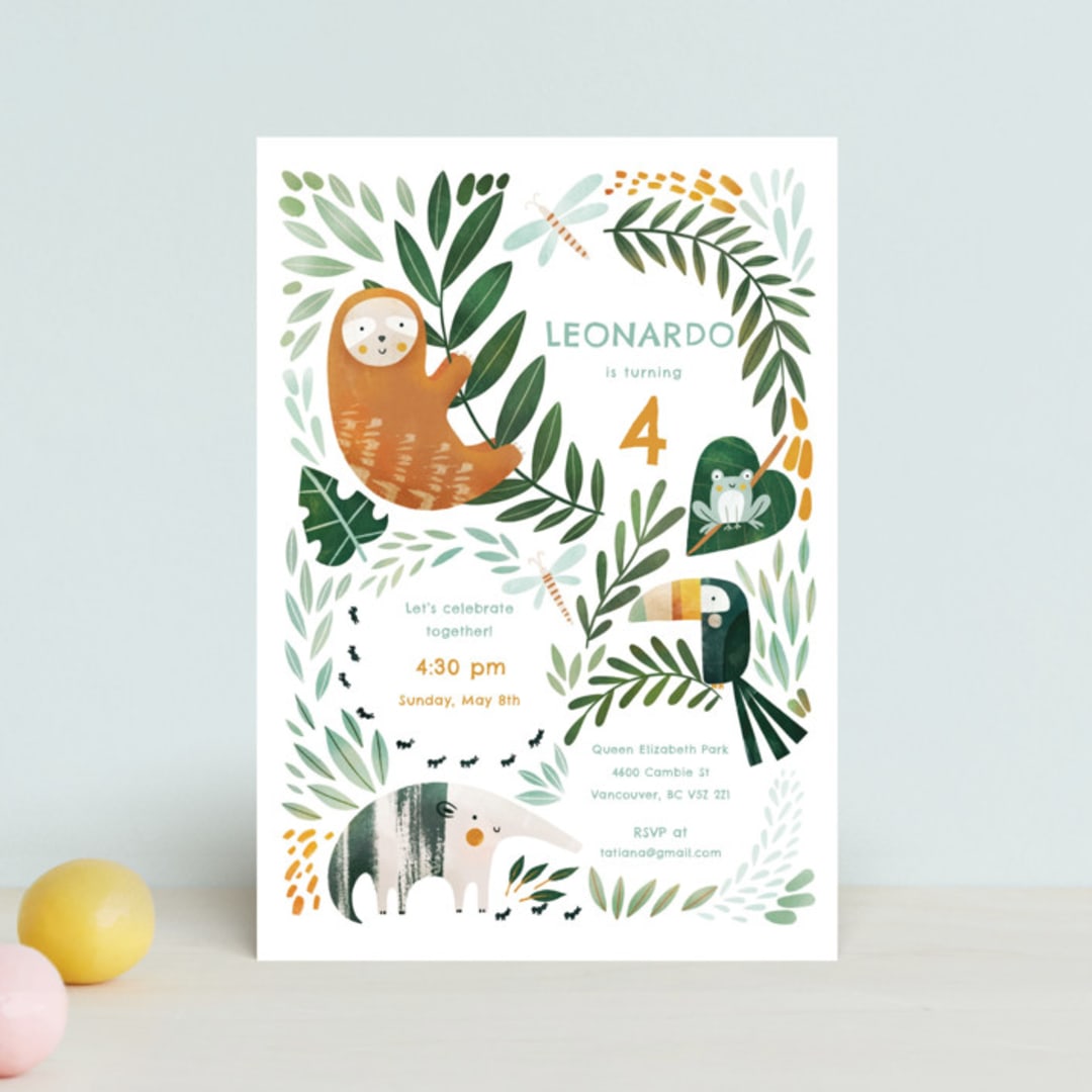 "Sloth jungle" - Children's Birthday Party Invitations in Jungle by Tati Abaurre - Front