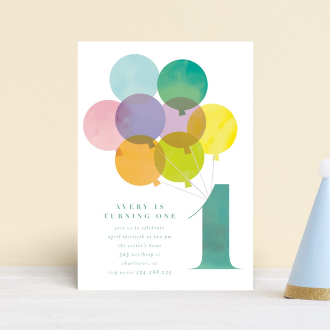 "year" - Children's Birthday Party Invitations in Teal by Lori Wemple - Front