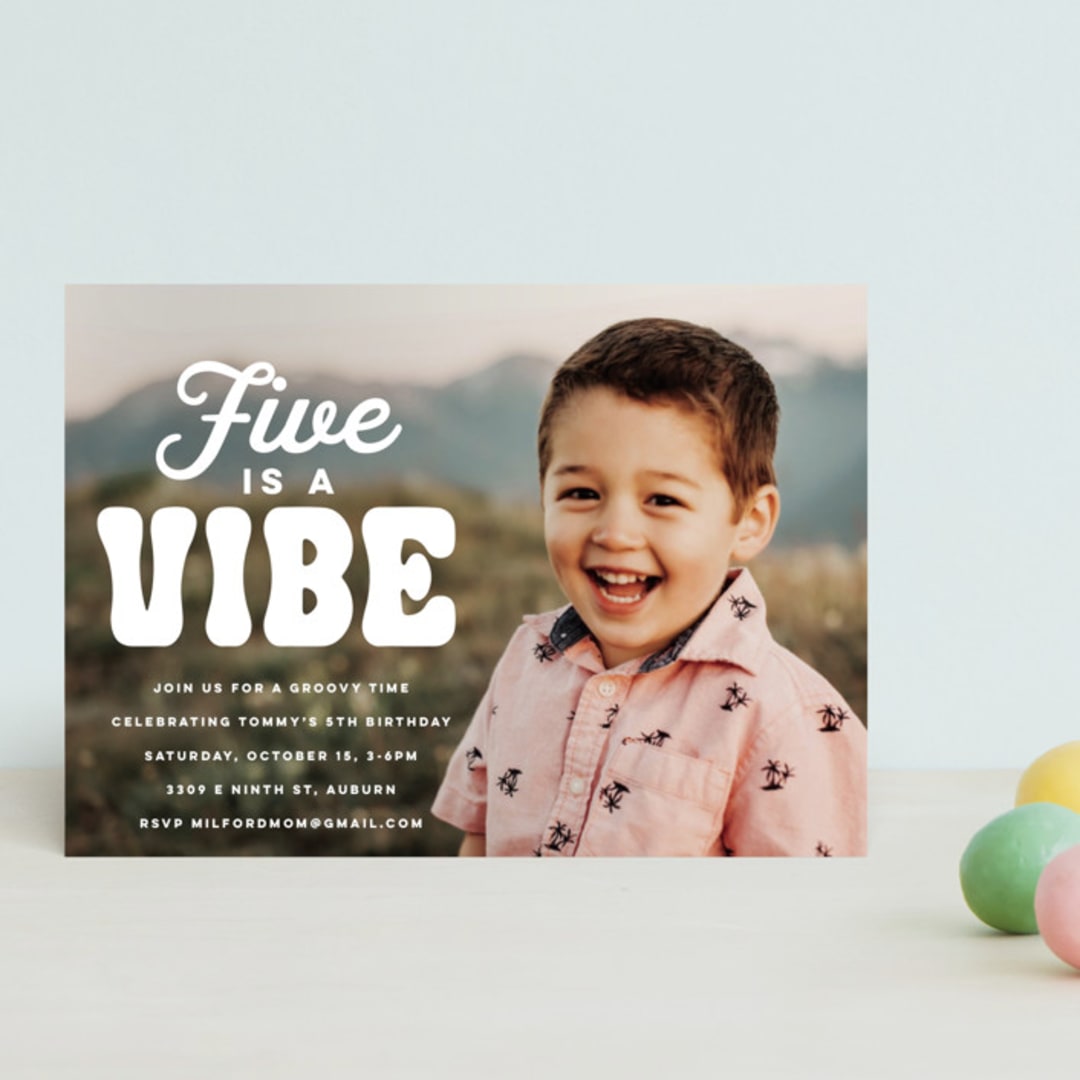 "Vibe" - Children's Birthday Party Invitations in Cloud by Jessie Steury - Front