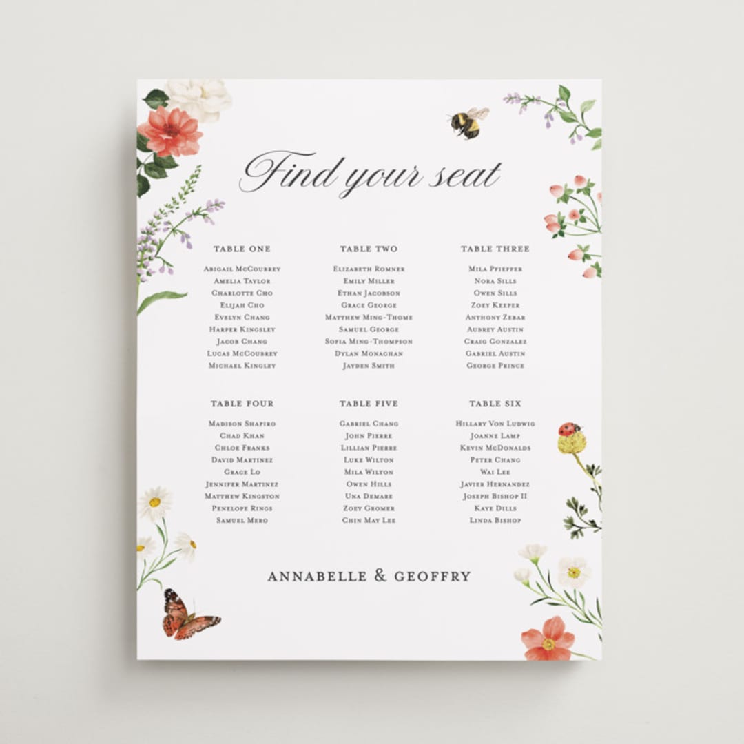 "Fleur" - Custom Seating Charts in Verona Sunset by Sarah Knight - Front