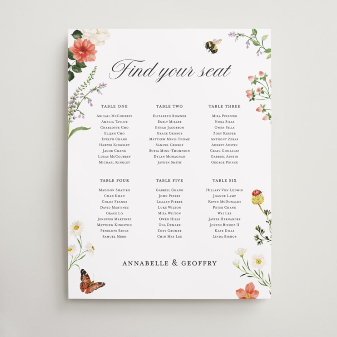 "Fleur" - Custom Seating Charts in Verona Sunset by Sarah Knight - Front