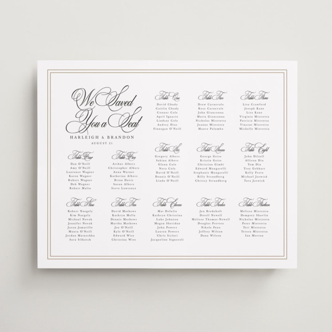 "Traditionalist" - Custom Seating Charts in Snow by Sarah Brown - Front