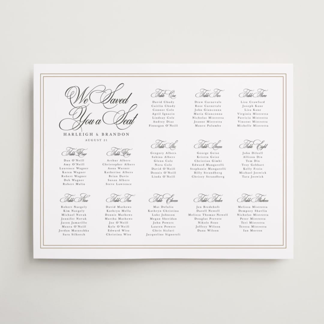 "Traditionalist" - Custom Seating Charts in Snow by Sarah Brown - Front