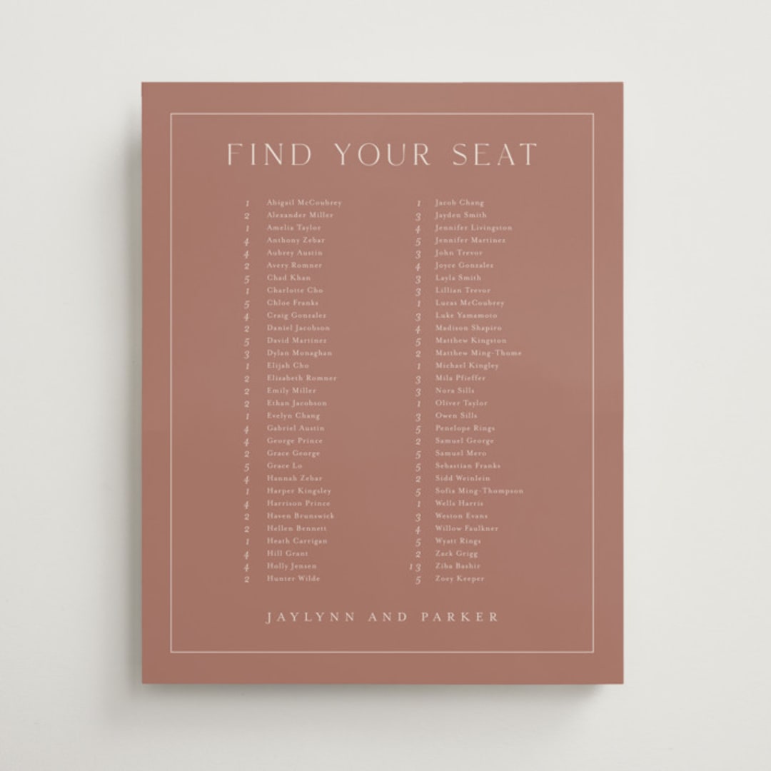 "Warm affection" - Custom Seating Charts in Dusty Rose by Stacey Meacham - Front