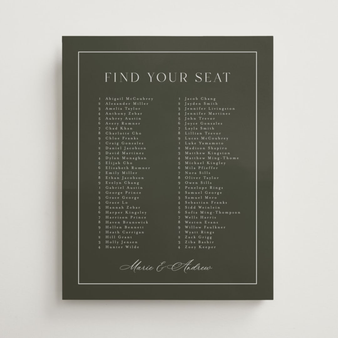 "refined" - Custom Seating Charts in Olive by Nicole Walsh - Front