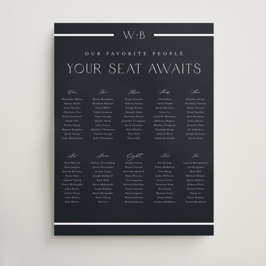 "Luster" - Custom Seating Charts in Ocean by Stacey Meacham - Front