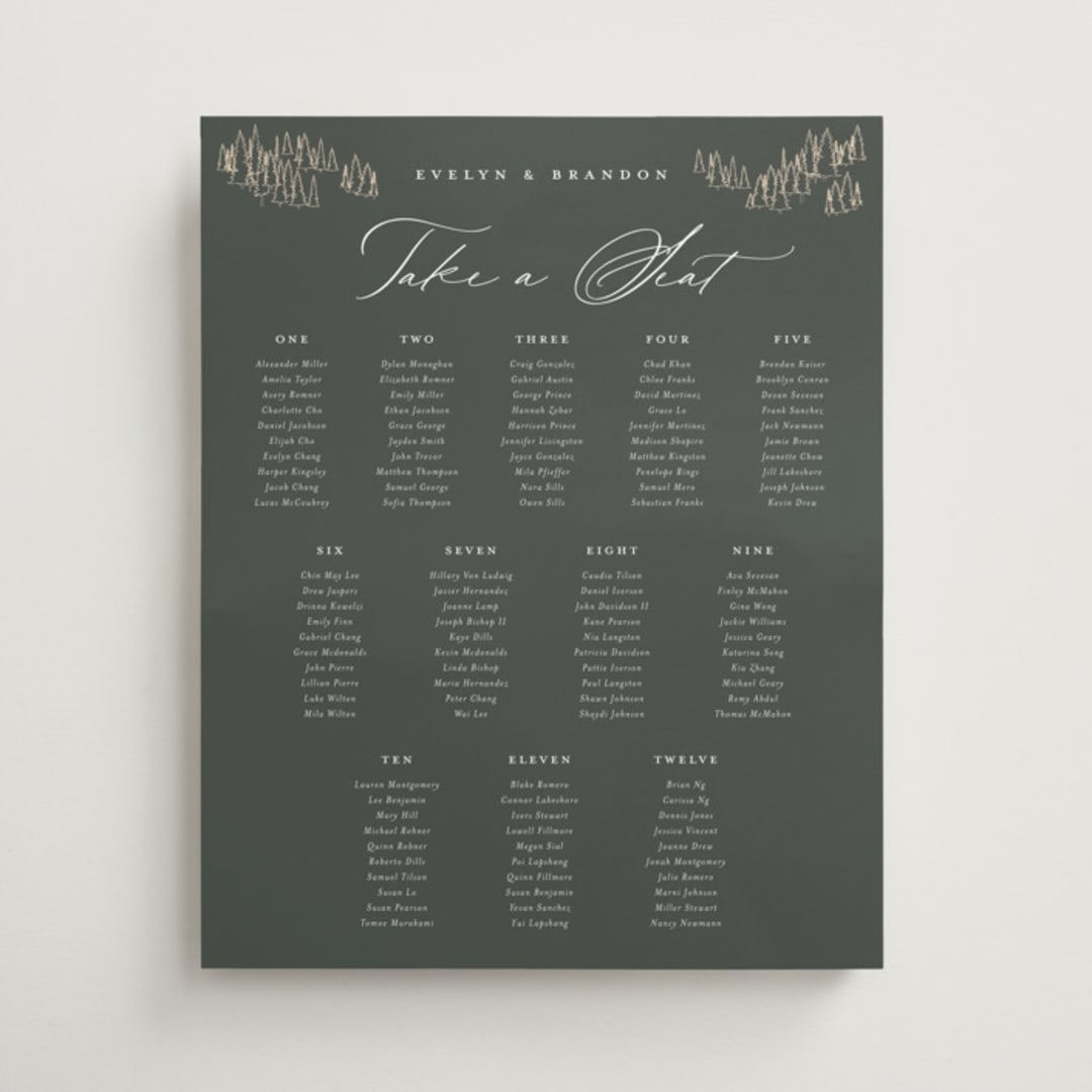"Peaks" - Custom Seating Charts in Hunter by Sarah Brown - Front