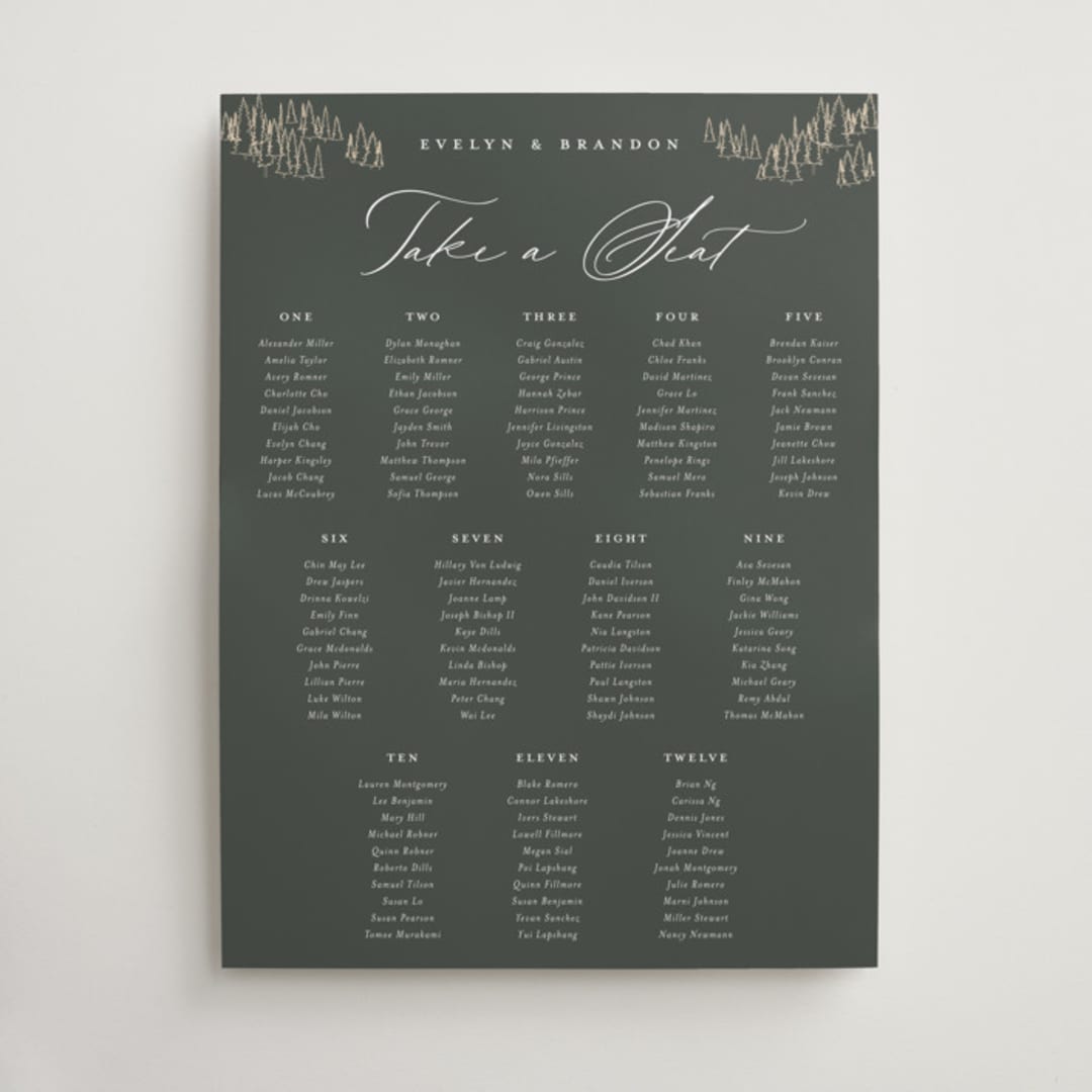 "Peaks" - Custom Seating Charts in Hunter by Sarah Brown - Front