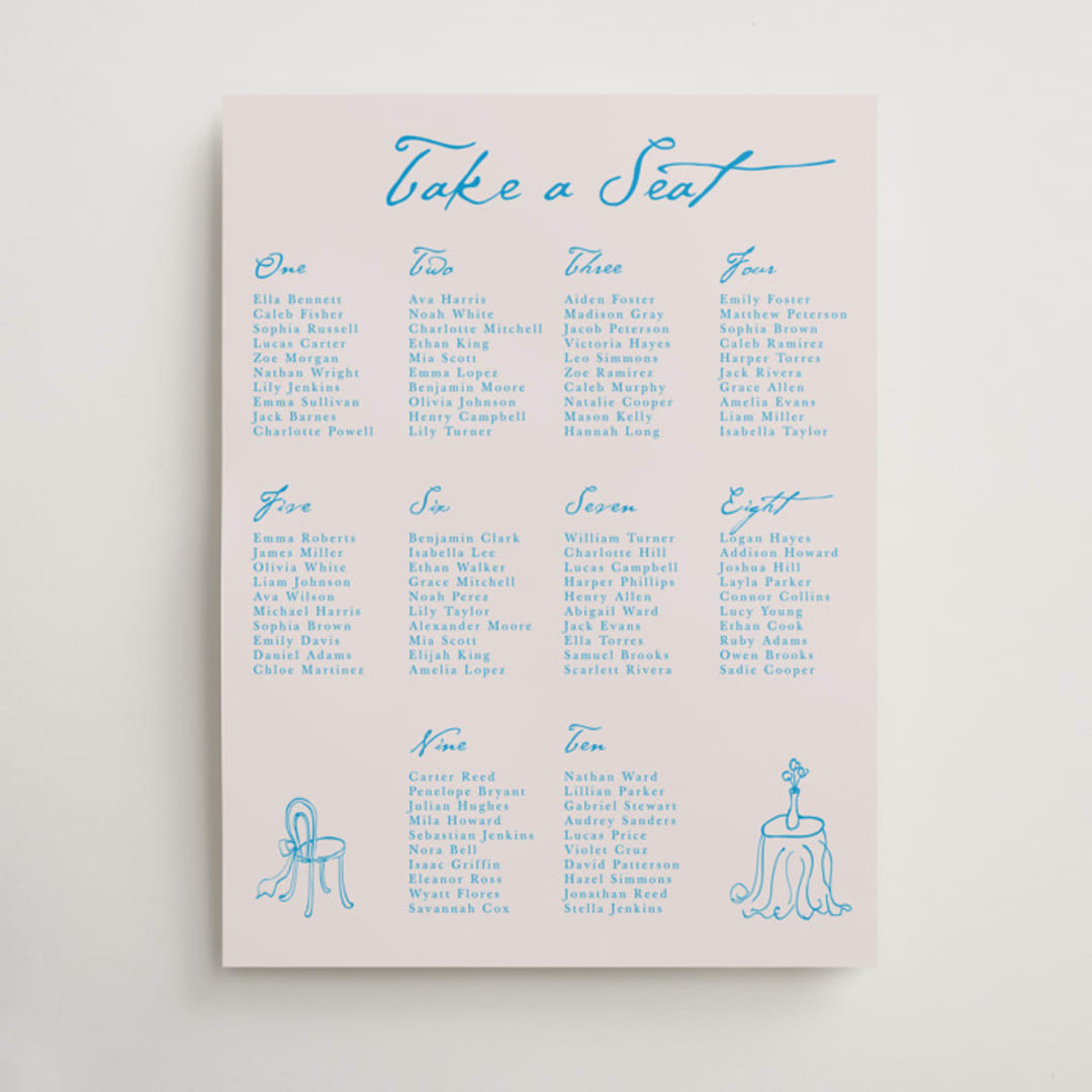 "Handdrawn little things" - Custom Seating Charts in Sky Whispers by Cass Loh - Front