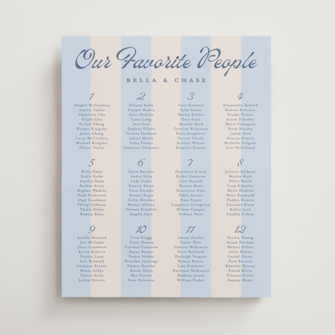 "darby" - Custom Seating Charts in Sky by Susan Asbill - Front