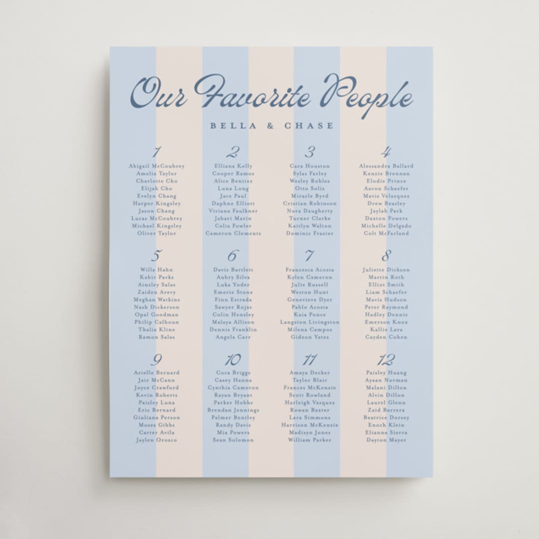 "darby" - Custom Seating Charts in Sky by Susan Asbill - Front