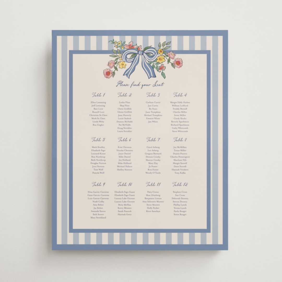 "A wedding in Low Country" - Custom Seating Charts in Cornflower by Chris Griffith - Front
