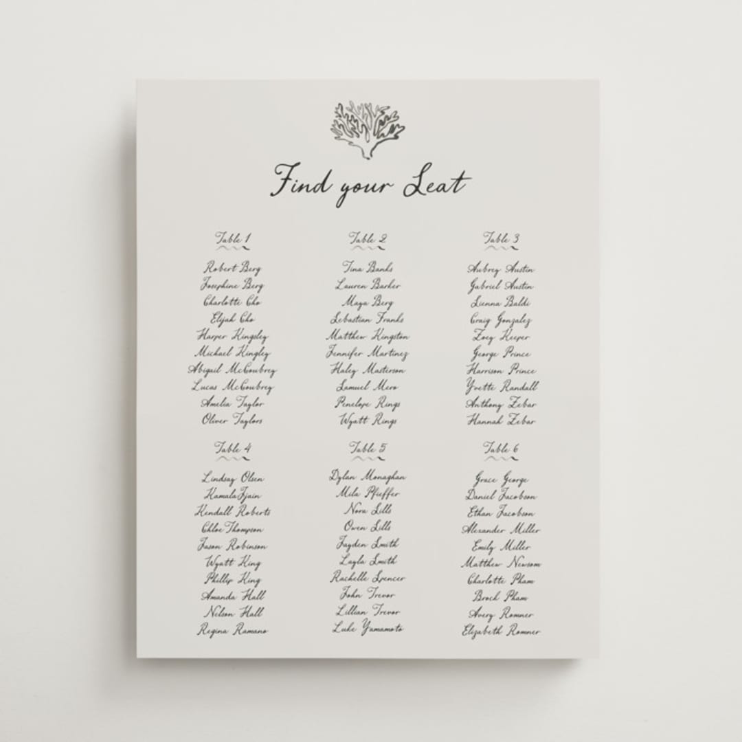 "Puglia" - Custom Seating Charts in Rock by Pati Cascino - Front