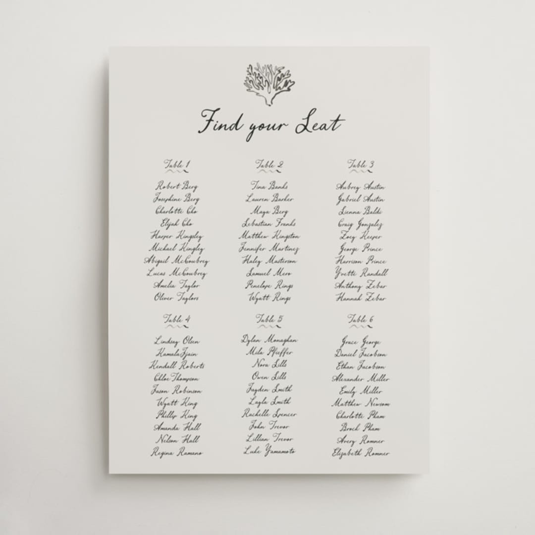 "Puglia" - Custom Seating Charts in Rock by Pati Cascino - Front