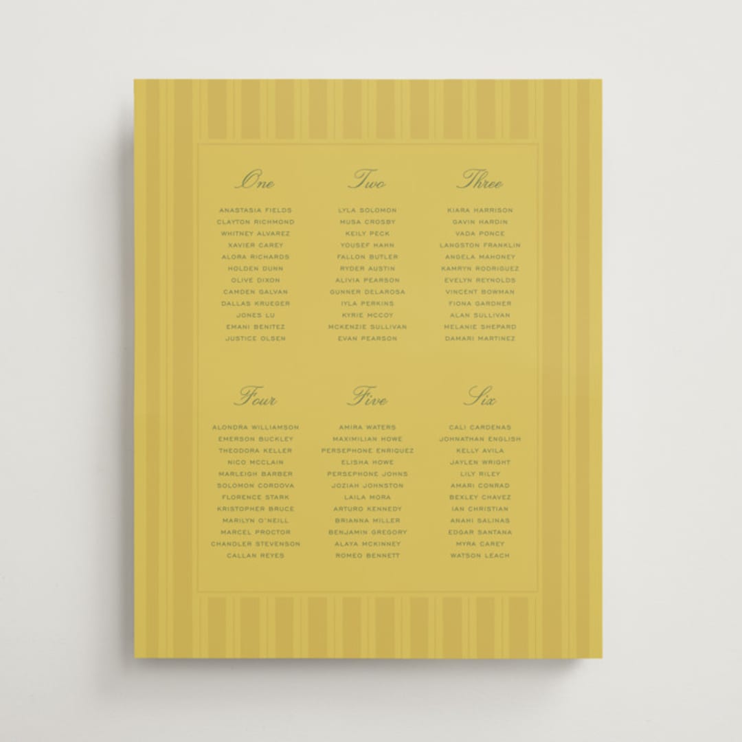 "Calia " - Custom Seating Charts in Caribbean Citrus by Ani Somi - Front