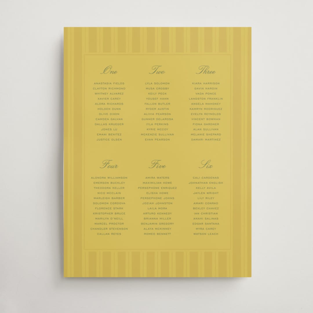 "Calia " - Custom Seating Charts in Caribbean Citrus by Ani Somi - Front