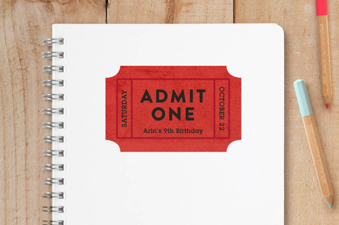"Admit One" - Custom Stickers in Apple by Olivia Raufman - Front