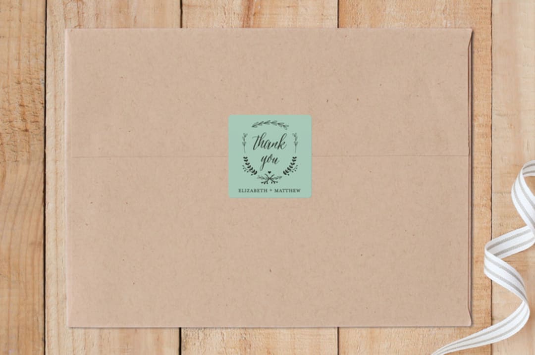 "Always Thanks" - Custom Stickers in Mint by Susan Brown - Front