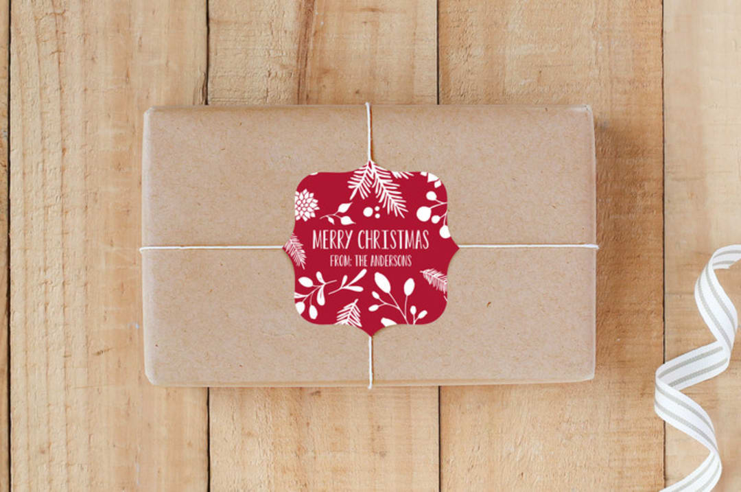 "Merry Christmas Leaf" - Custom Stickers in Holly by Jan Shepherd - Front