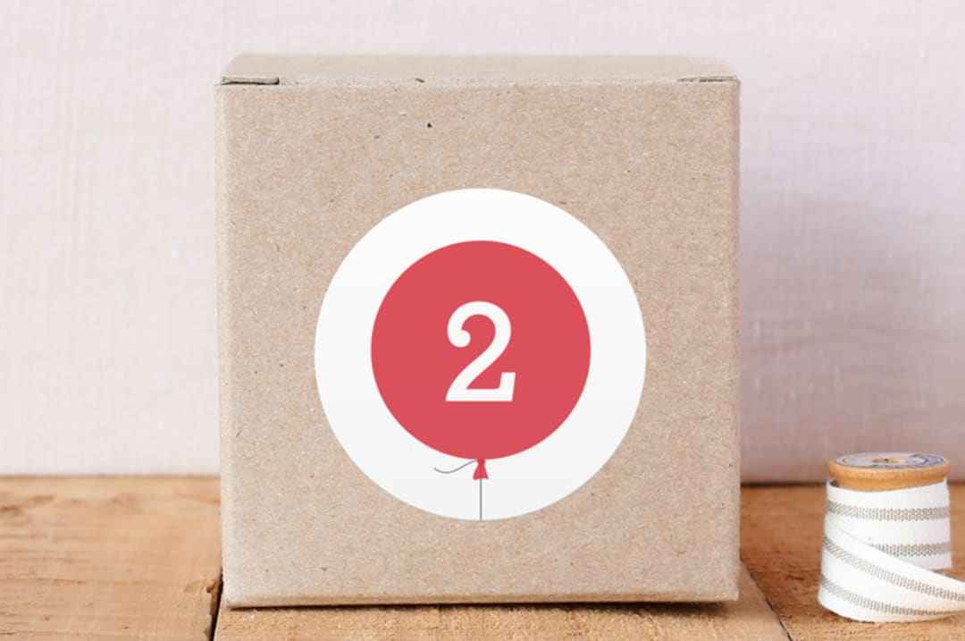 "Number Balloon" - Custom Stickers in Tomato by Jill Means - Front