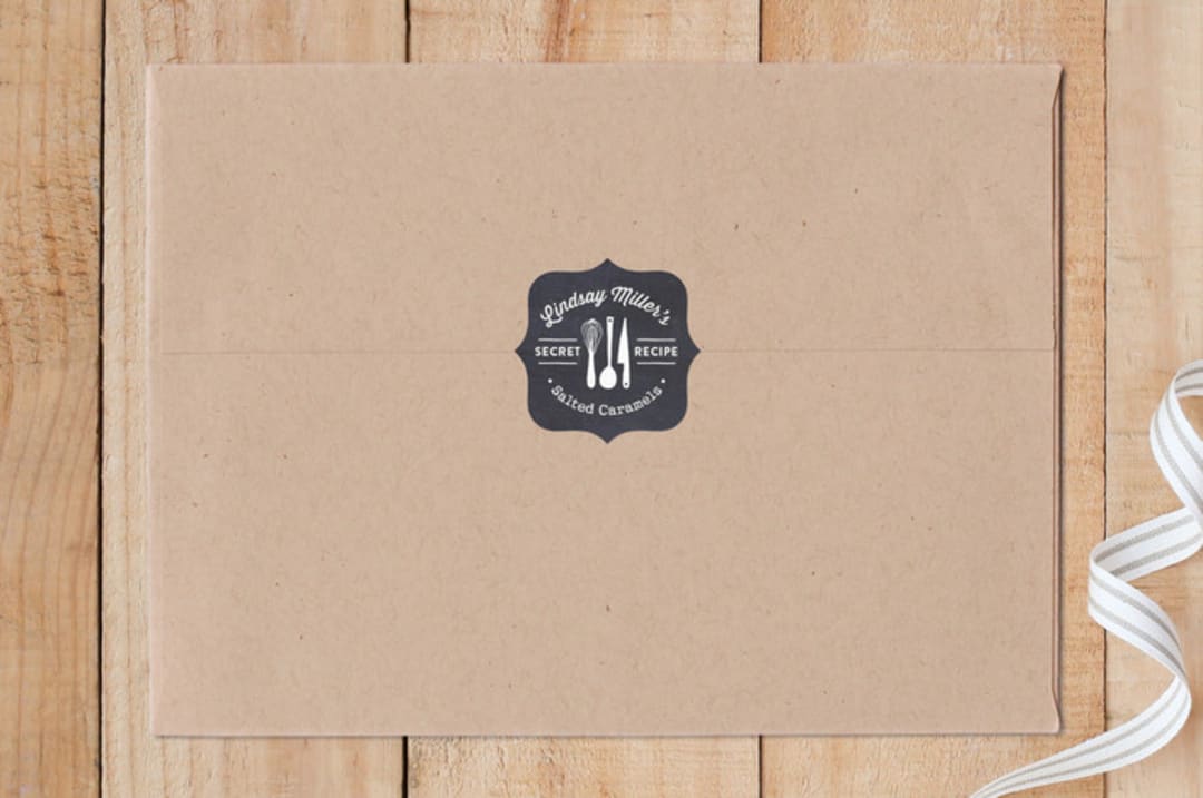 "Secret Recipe" - Custom Stickers in Chalkboard by Jennifer Wick - Front