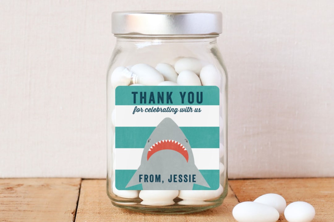 "Shark Bait" - Custom Stickers in Aqua by Annie Holmquist - Front