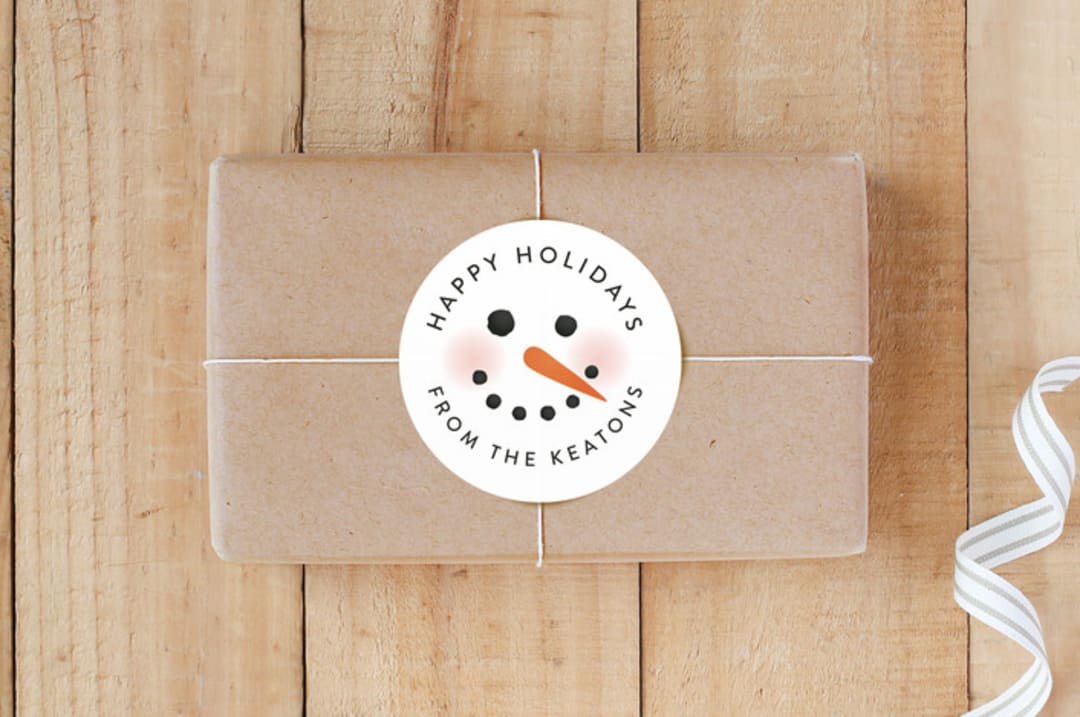 "Snowman Face" - Custom Stickers in Coal by Jill Means - Front
