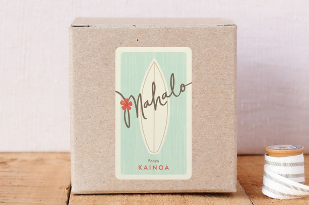 "Surf Mahalo" - Custom Stickers in Seafoam by Lori James - Front