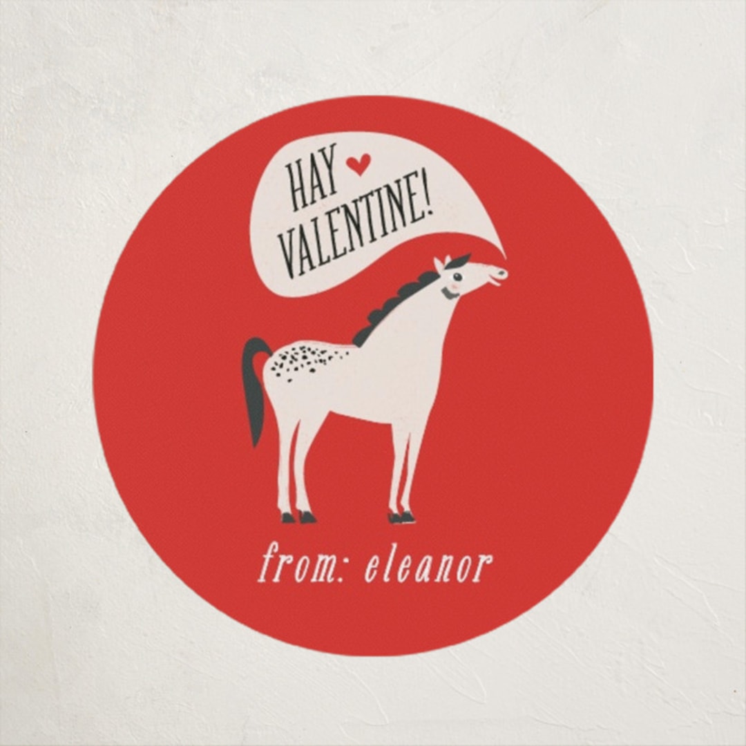 "Hay Valentine" - Custom Stickers in Tomato by Karidy Walker - Front