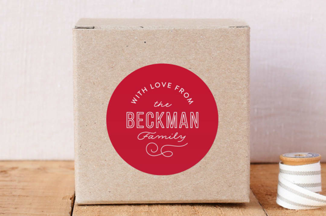 "Family Name" - Custom Stickers in Crimson by Jill Means - Front