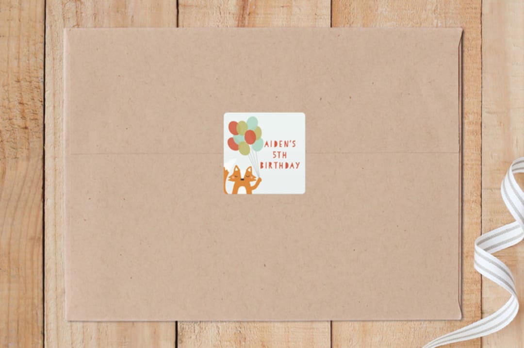 "Fox With Balloons" - Custom Stickers in Strawberry by Haley McCoy - Front