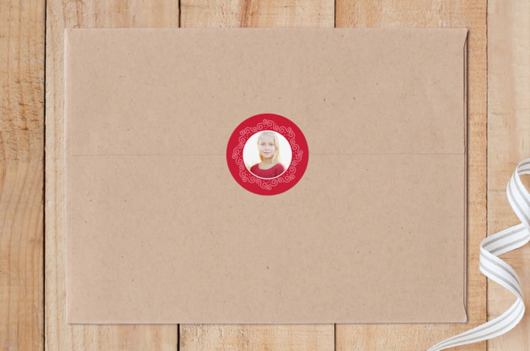 "Holiday Swirls" - Custom Stickers in Ruby by Kampai Designs - Front