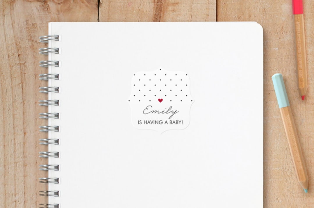 "Polka Dot Shower" - Custom Stickers in Strawberry by Kim Dietrich Elam - Front