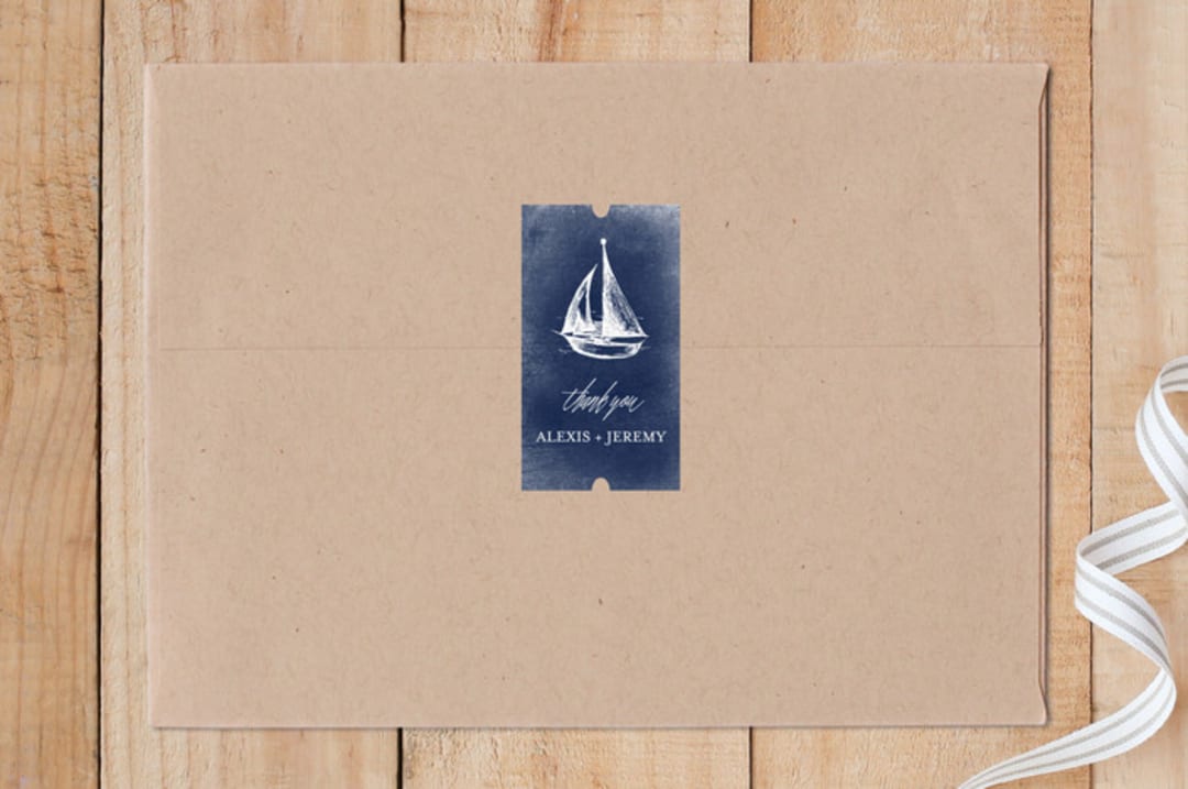 "Sail Away" - Custom Stickers in Navy by Rebecca Bowen - Front
