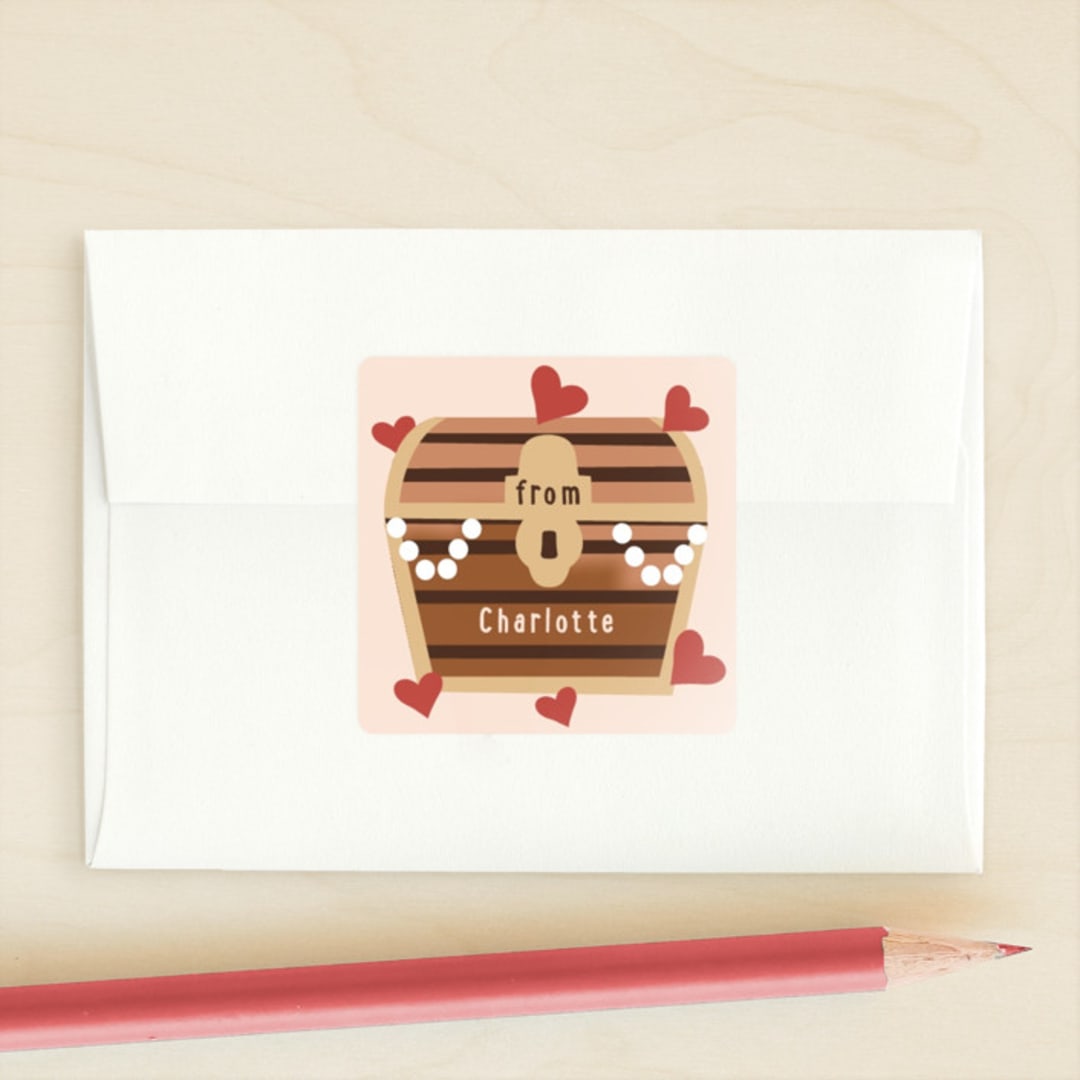 "You're A Treasure" - Custom Stickers in Peach by Jennifer Holbrook - Front