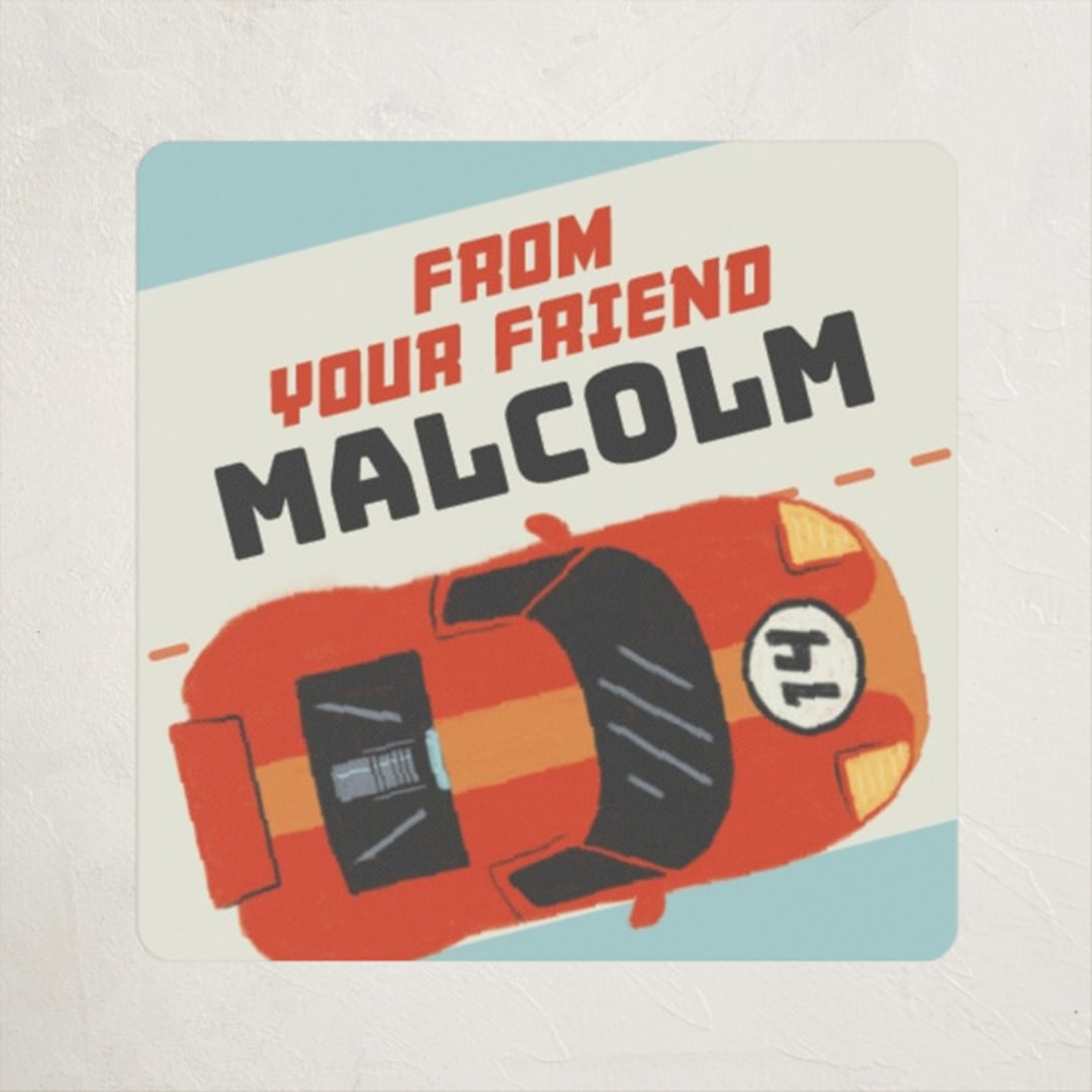 "Race With Friends" - Custom Stickers in Cardinal by Kelsey Mucci - Front