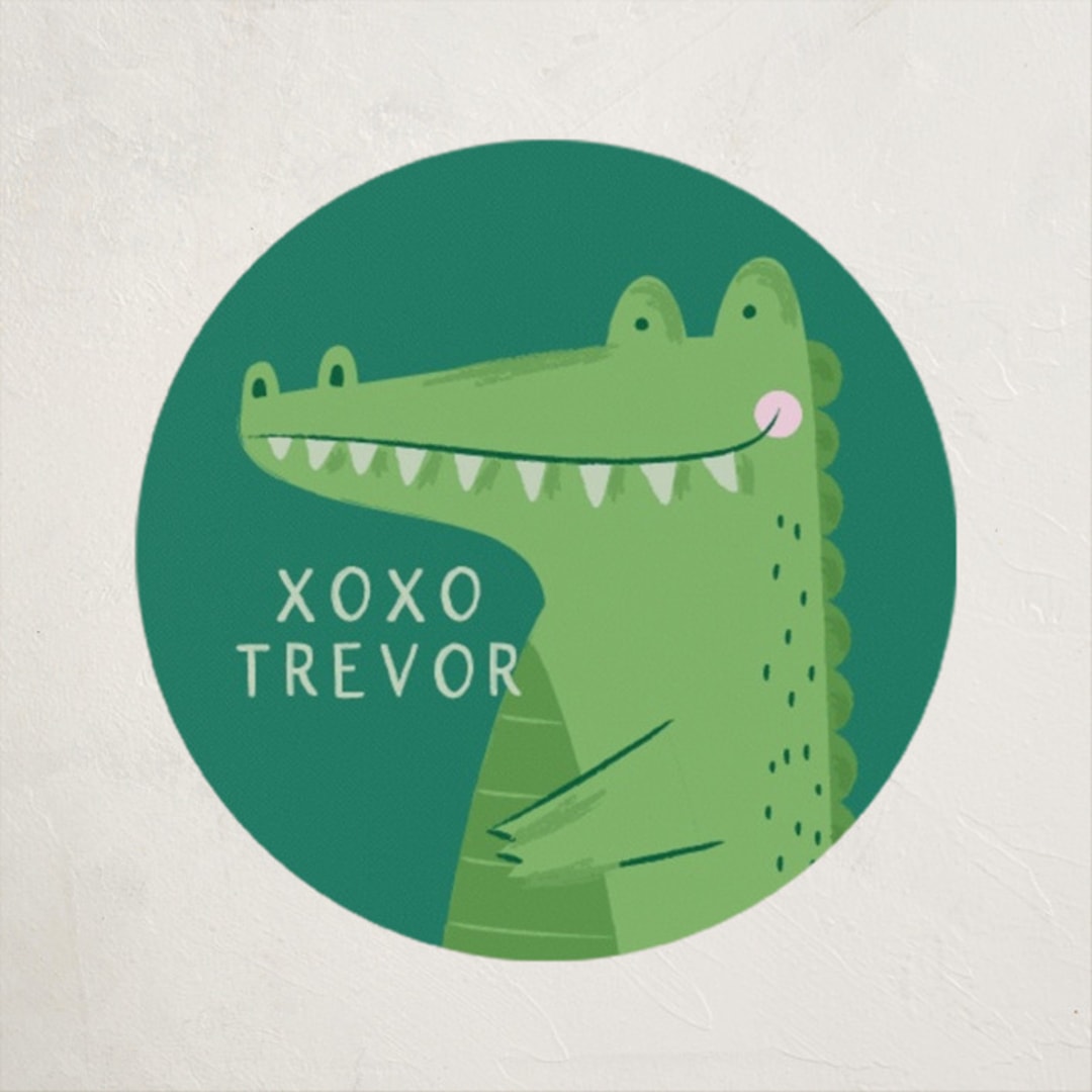 "Smile Crocodile" - Custom Stickers in Pine by Kiersten Garner - Front