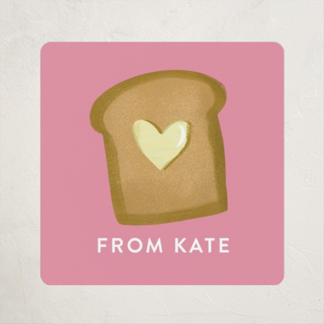 "Butter Friend" - Custom Stickers in Flamingo by Jackie Crawford - Front