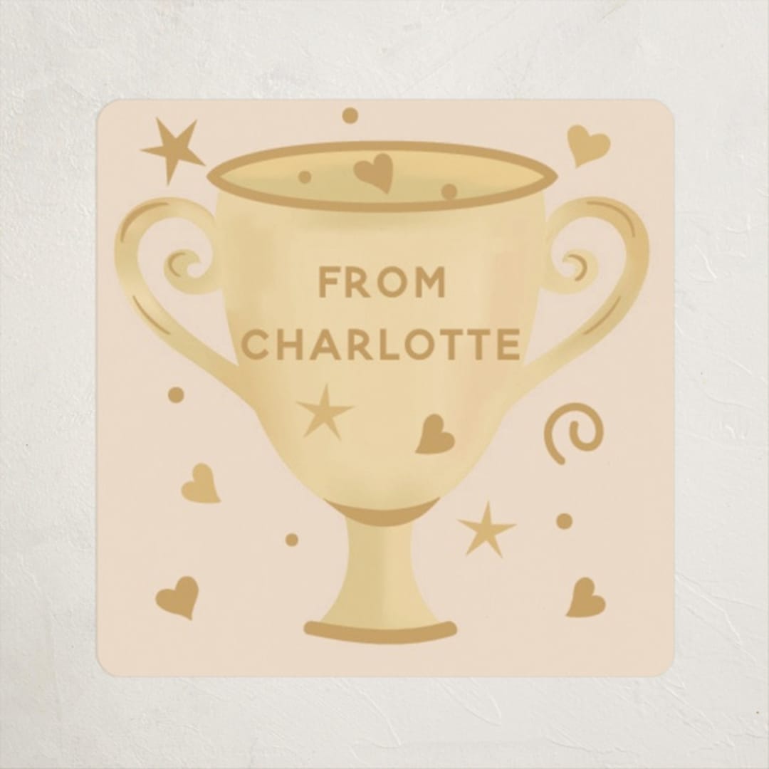 "A Prize Just For Being You" - Custom Stickers in Peach by Jennifer Holbrook - Front