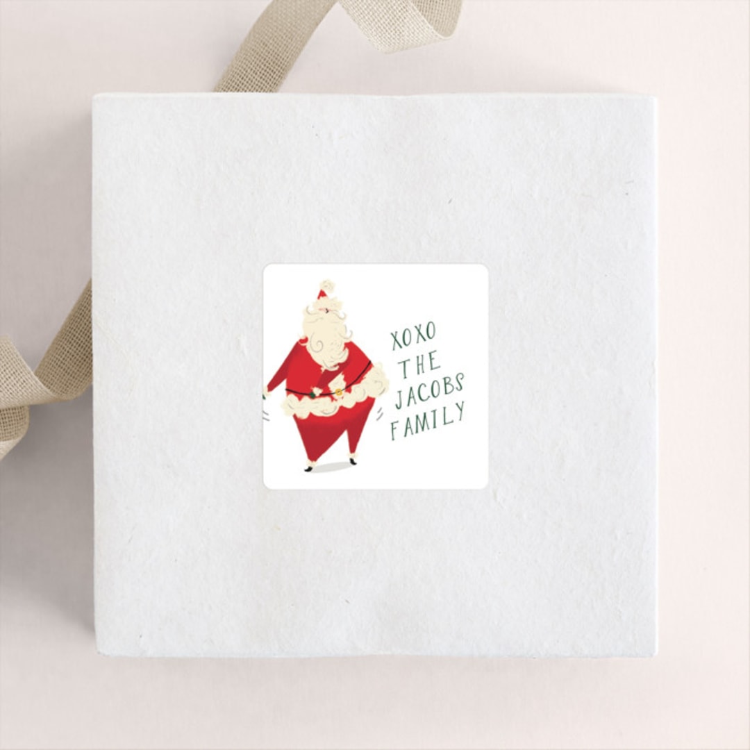 "Santa Knows How to Floss" - Custom Stickers in Berry by Baumbirdy - Front