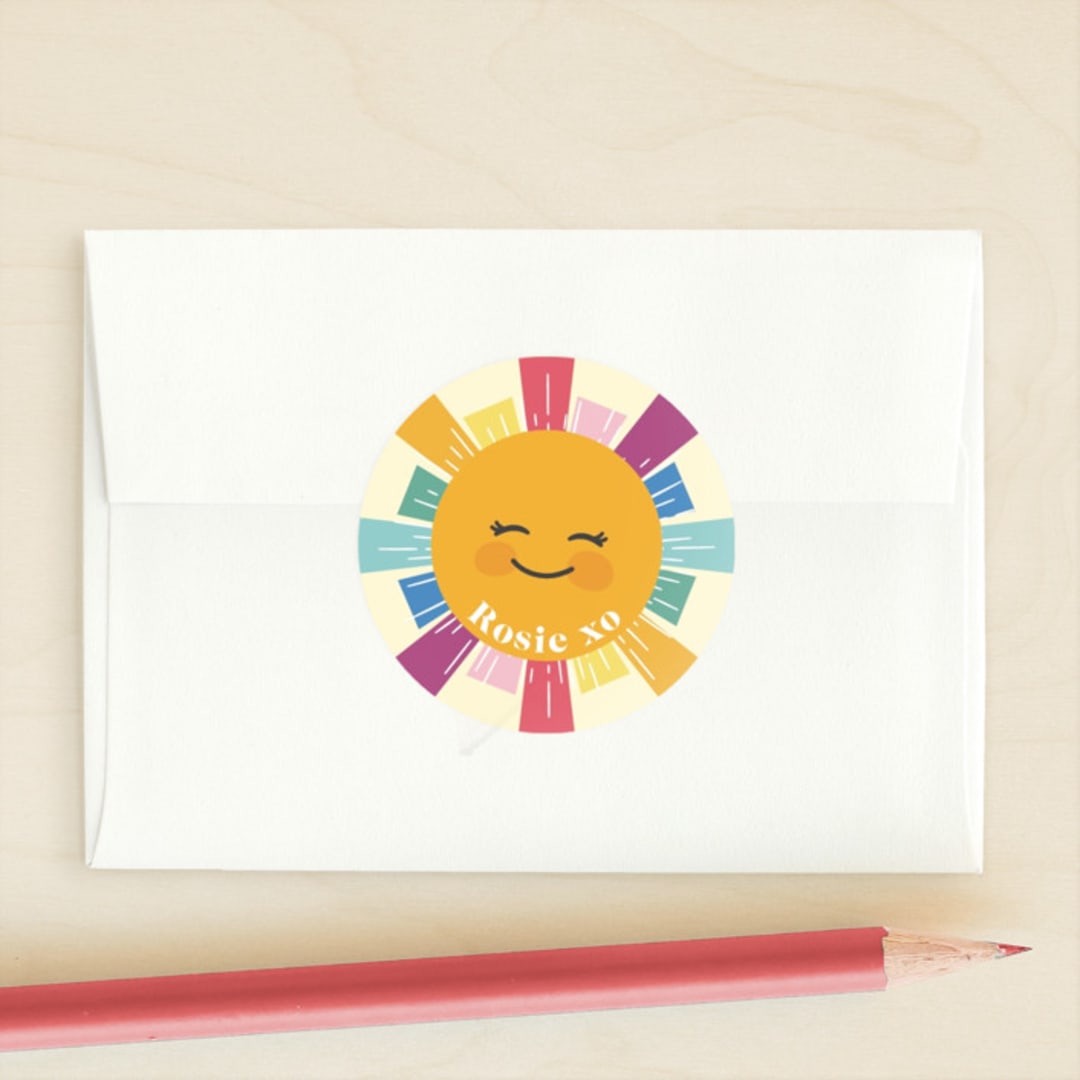 "Sunshine" - Custom Stickers in Rainbow by Hudson meet Rose - Front