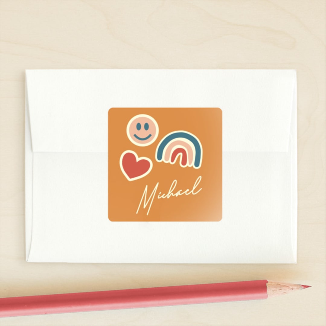 "V-day stickers" - Custom Stickers in Mustard by Creo Study - Front