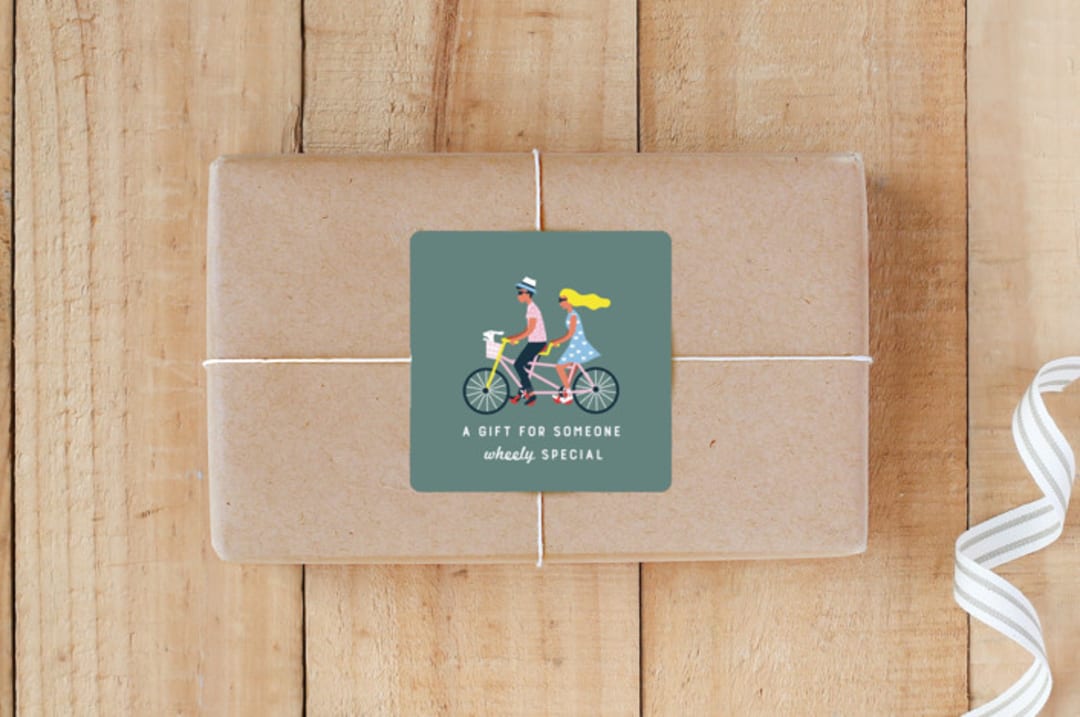 "bicycle couple" - Custom Stickers in Dark Green by Chi Hey Lee - Front