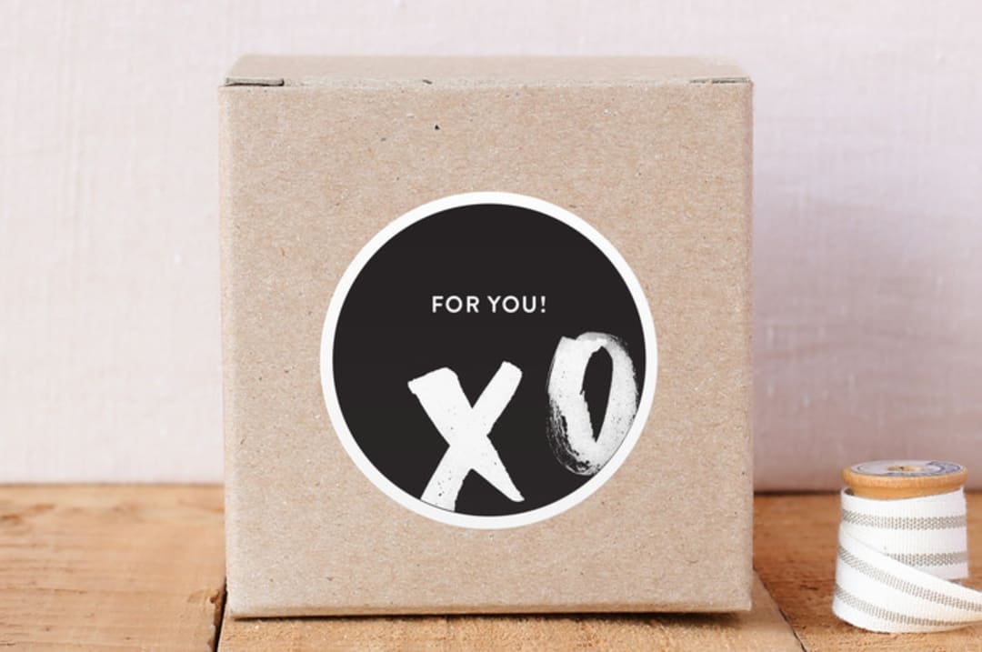 "Xs & Os Wrapping Paper" - Custom Stickers in Black & White by Made by Alyx - Front