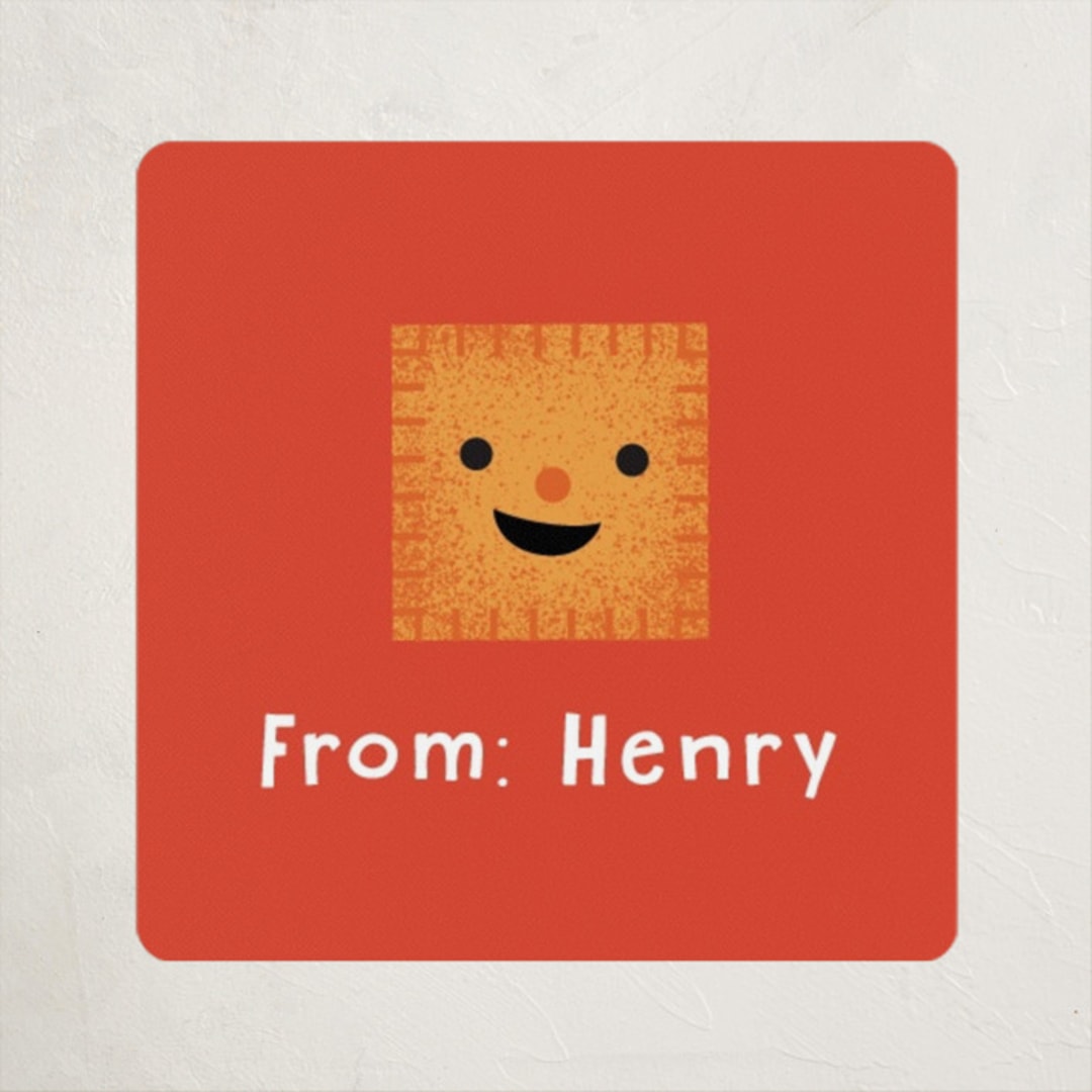 "Cheezy" - Custom Stickers in Peach by Annie Holmquist - Front