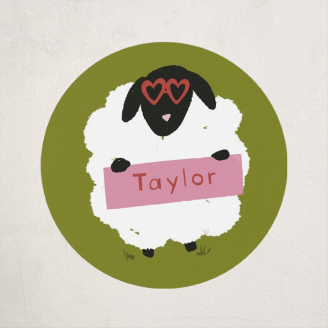 "Friend Sheep" - Custom Stickers in Avocado by Jenna Holcomb - Front