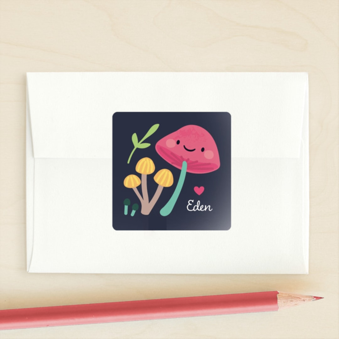 "funghi" - Custom Stickers in Midnight by peetie design - Front