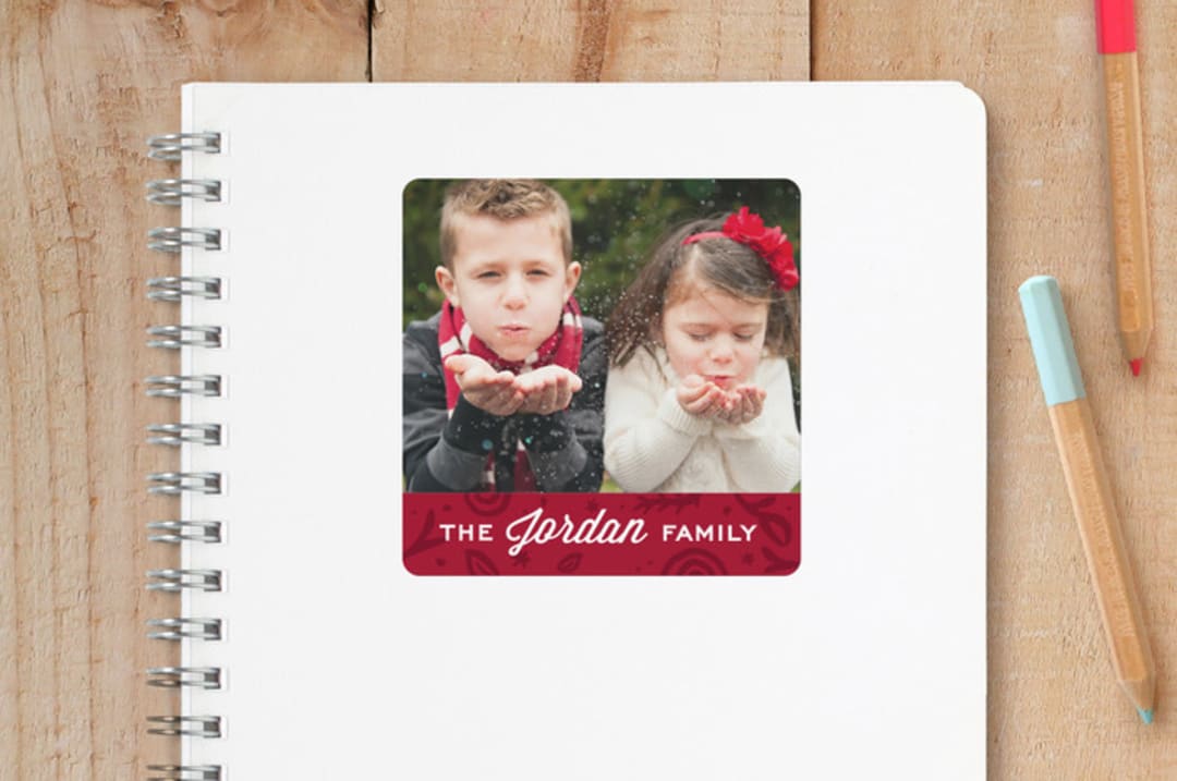 "Merry Shapes" - Custom Stickers in Berry by Shari Margolin - Front