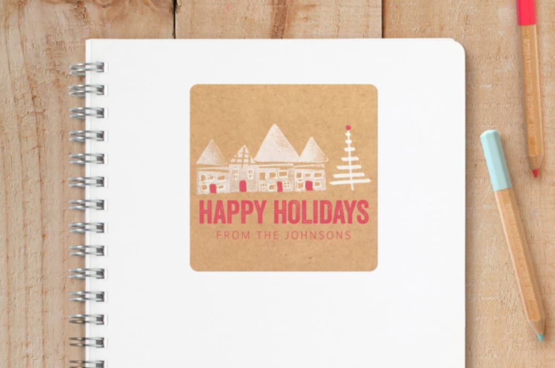 "Red Door Village" - Custom Stickers in Cranberry by Deborah Velasquez - Front
